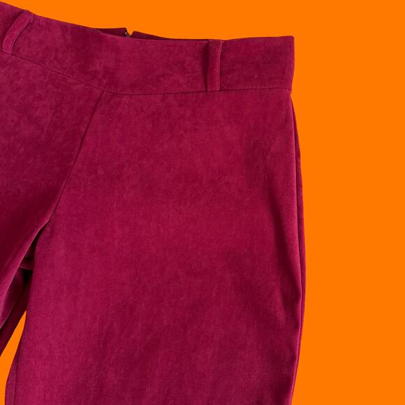 00's vintage red faux suede y2k bodycon pants MEDIUM - Picture 5 of 9